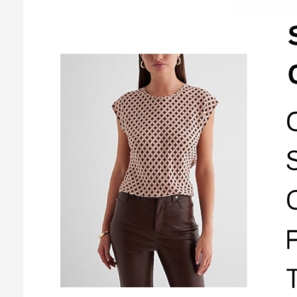 EXPRESS - Women’s XS Satin Printed Crew Neck Gramercy Tee